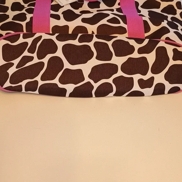 Toss Resort Collection Giraffe Print Tote Bag with Pink Straps, W/Hot Iron Bag - Picture 11 of 16